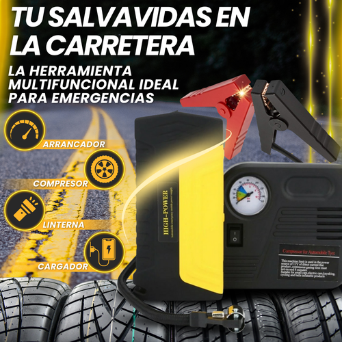 ARRANCADOR DE AUTOS Y COMPRESOR 5 EN 1