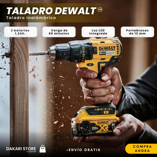 Taladro DeWalt™: Taladro Inalámbrico TT + 2 Baterías 1,3ah + Maletín