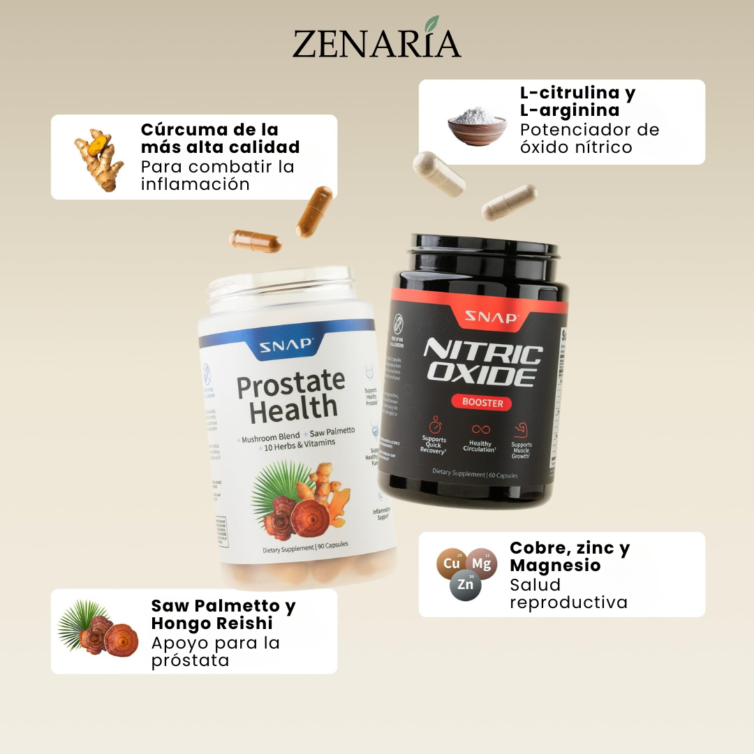 SNAP SUPPLEMENTS: APOYO A LA PRÓSTATA + REFUERZO DE ÓXIDO NÍTRICO