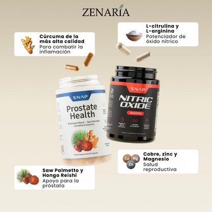 SNAP SUPPLEMENTS: APOYO A LA PRÓSTATA + REFUERZO DE ÓXIDO NÍTRICO