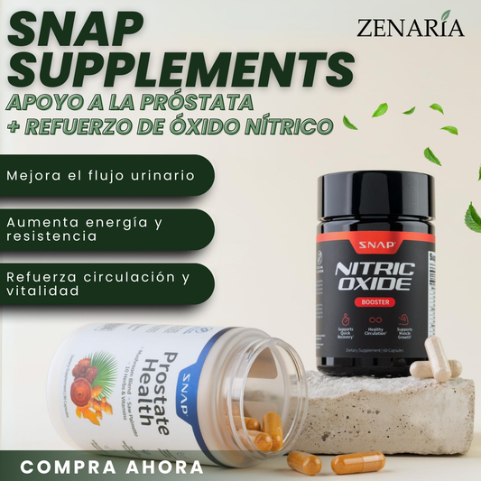 SNAP SUPPLEMENTS: APOYO A LA PRÓSTATA + REFUERZO DE ÓXIDO NÍTRICO